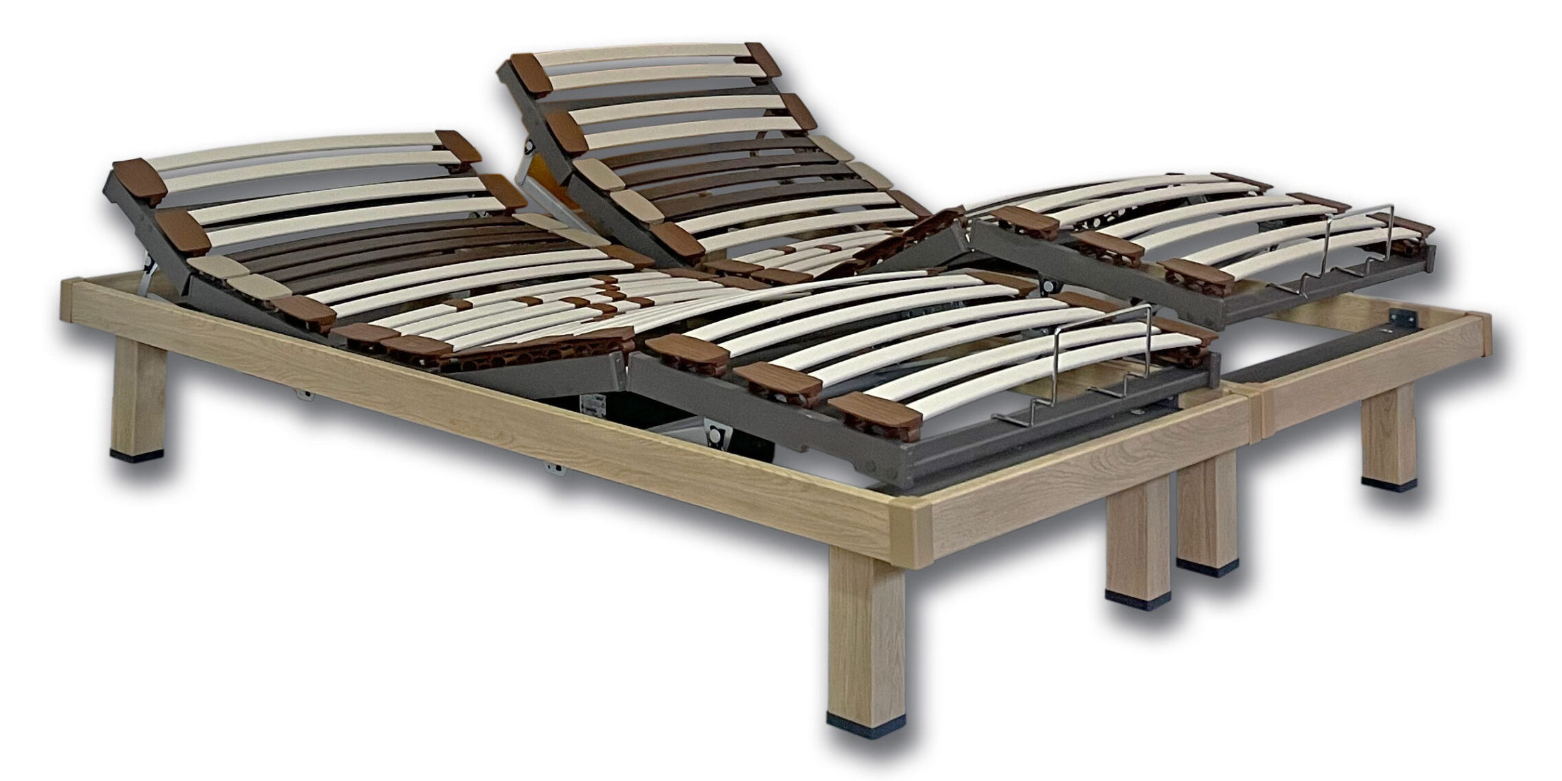 Canapé de madera con doble somier eléctrico articulado